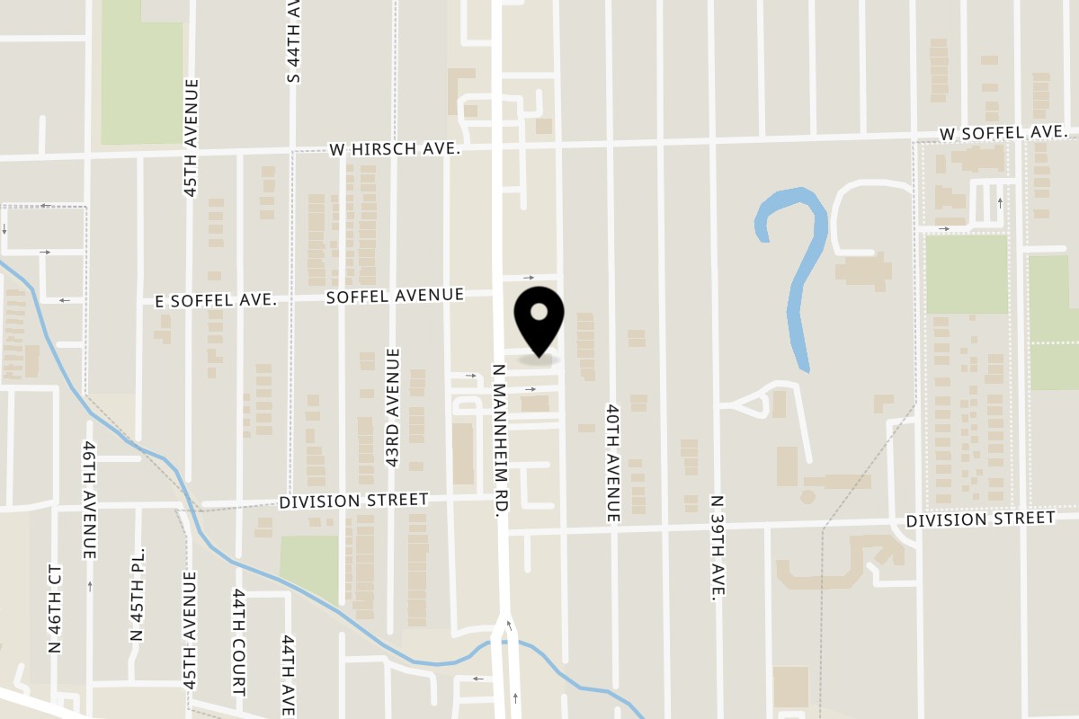 Map showing the location of Taquerias Atotonilco Stone Park on 1631 Mannheim Road in Stone Park